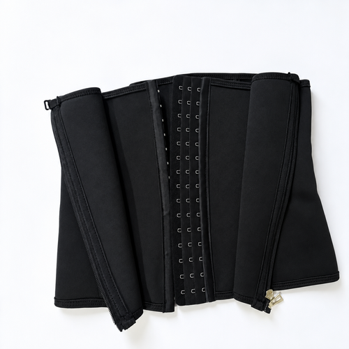 Black Zip-Front Waist Shaping Belt - Size L, 74-89 cm