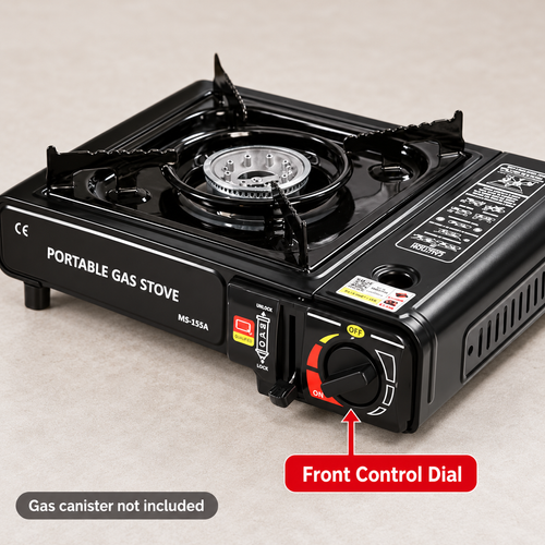 Portable Gas Stove - Black, 2900W, Gas Canister Not Included
