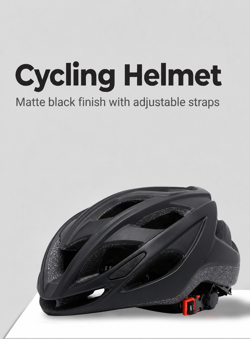 Black Cycling Helmet with USB Rechargeable Rear Light