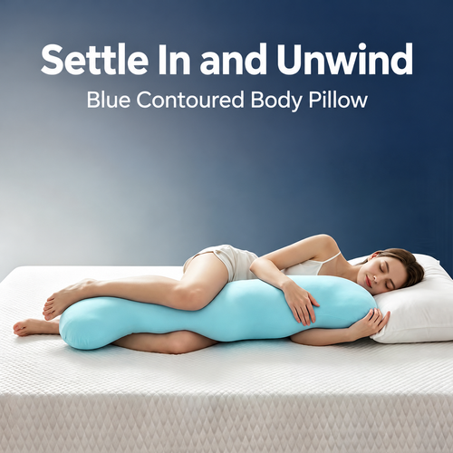 Blue Contoured Body Pillow - 105 x 45 cm