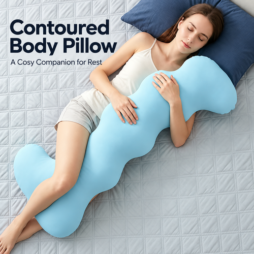 Blue Contoured Body Pillow - 105 x 45 cm