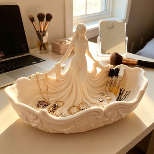 Sculpted Lady Jewellery Storage Tray - White, 18 cm
