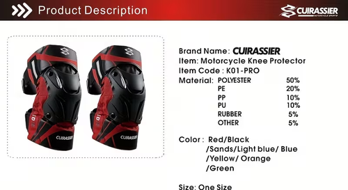 Cuirassier Protective Motorbike Kneepad Motocross Motorcycle Knee Pads MX Protector Night Reflective Guards Protection