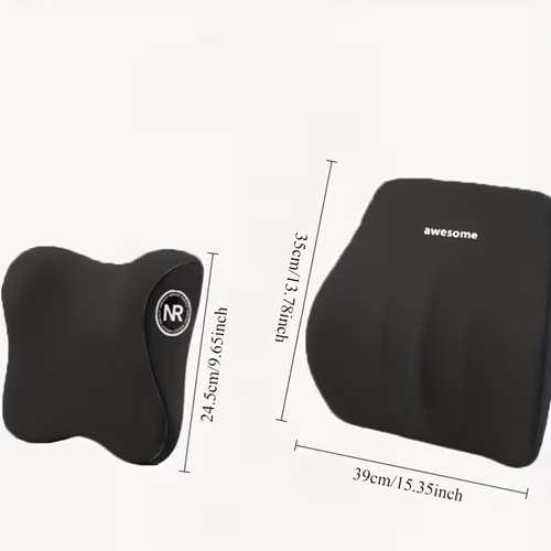 Car Headrest And Lumbar Pillow Set - High Resilience Comfortable Cushion, Suitable for Neck And Back, Universal Fit for Car Seats