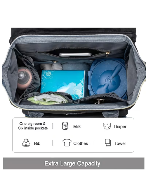 New Oxford Cloth Double Shoulder Mummy Bag with Straps, Outdoor Leisure Mother And Bag, Multifunctional Trendy Diaper Bag, Essential Mom Bag for Travel