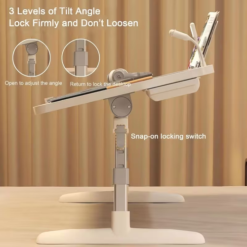 Laptop Bed Desk, Adjustable Computer Bed Table Tray with USB Charge Port, Desktop Card Slot Foldable Laptop Lap Desk with Drawer Bed Sofa Couch Floor Writing Eating Working