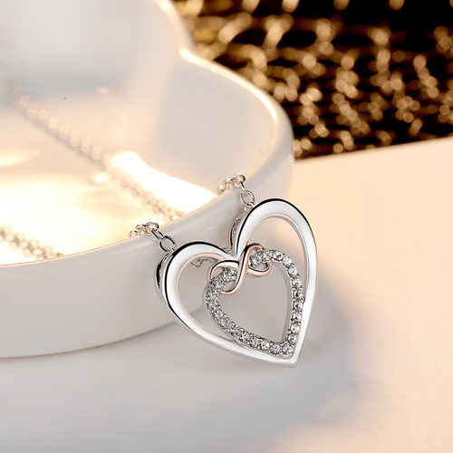 Your Heart for You are Always in Mine Two hearts Infinity Necklace