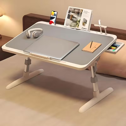 Laptop Bed Desk, Adjustable Computer Bed Table Tray with USB Charge Port, Desktop Card Slot Foldable Laptop Lap Desk with Drawer Bed Sofa Couch Floor Writing Eating Working