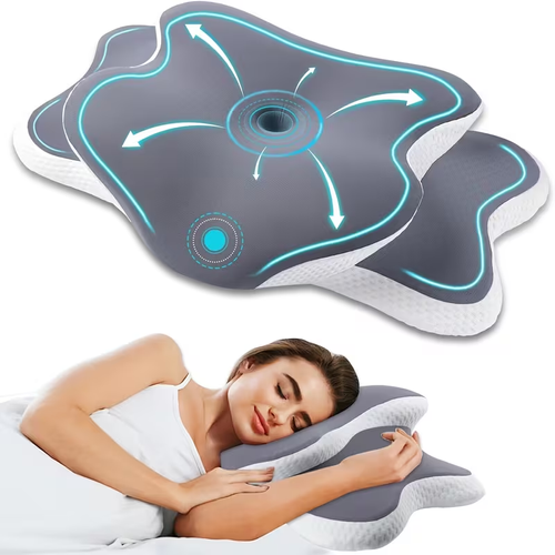 Butterfly-shaped Memory Foam Pillow – Ergonomically Designed with a Slow-rebound Profile to the Neck, Promoting Relaxation and Restful. Suitable for Both Back and Side Sleepers