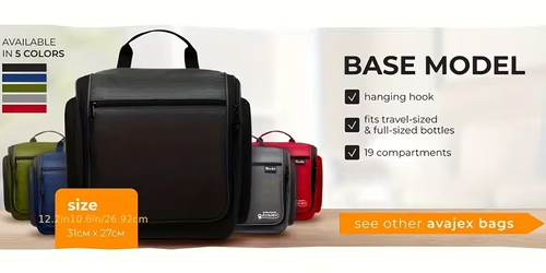 Large Toiletry Bag for Men and Women- Black with Metal