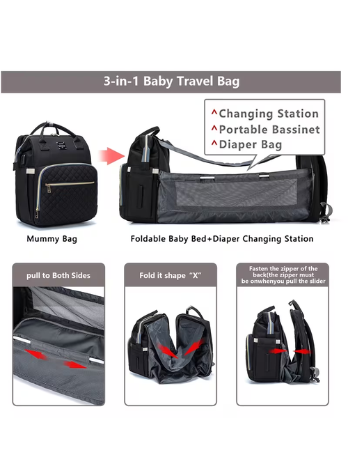 New Oxford Cloth Double Shoulder Mummy Bag with Straps, Outdoor Leisure Mother And Bag, Multifunctional Trendy Diaper Bag, Essential Mom Bag for Travel