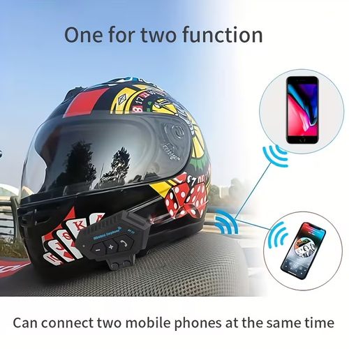 Wireless 12, Wireless Motorcycle Helmet Earphone Headset for Hands-Free Calls And Stereo Music Playback