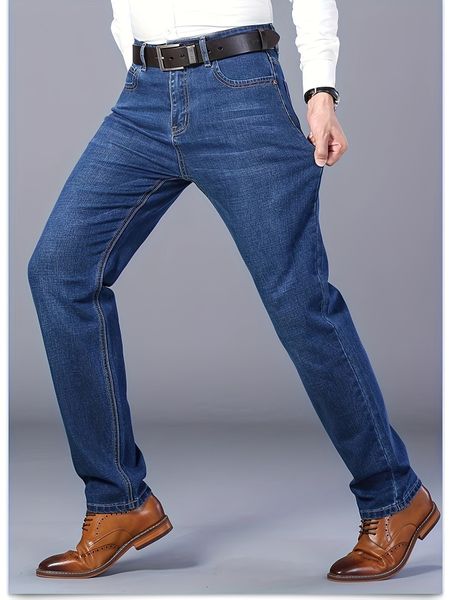 Classic Fit Men's Straight Leg Denim Jeans - Timeless Design, Versatile for Business and Casual Wear, Soft and Breathable Fabric, Comfortable and Durable, Perfect for Daily Life and Outdoor Activities