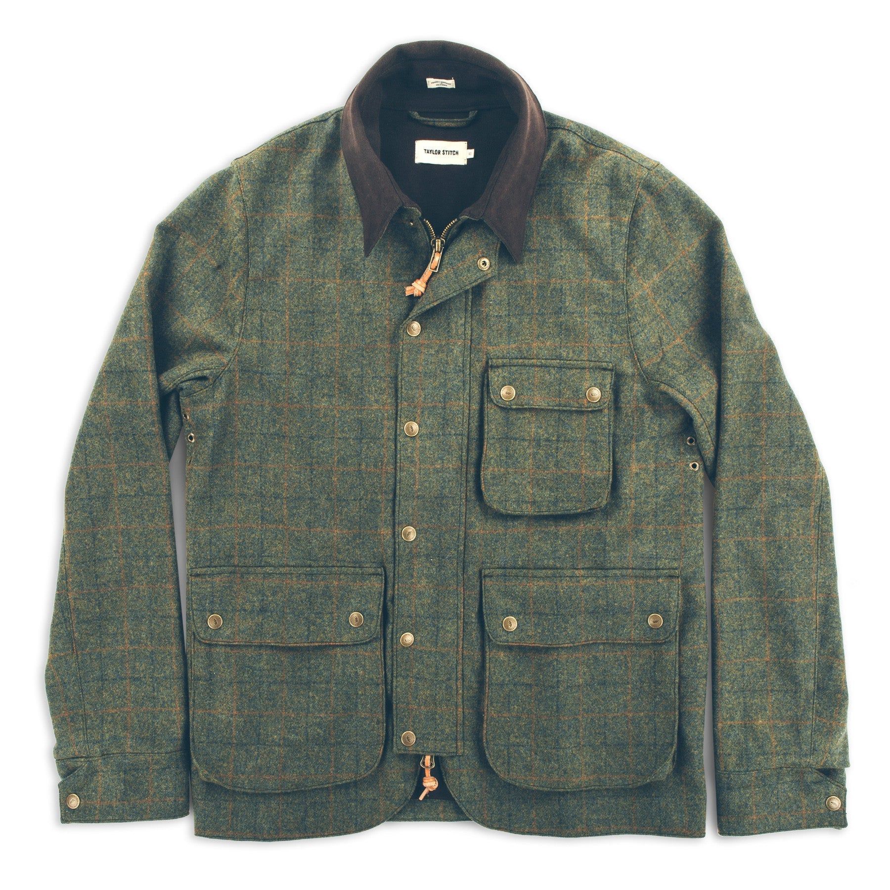 Rccuv Rover Jacket in Olive Plaid Waxed Wool