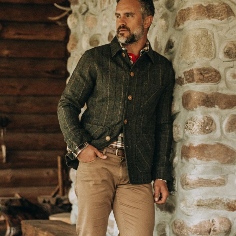 Rccuv Ojai Jacket in Olive Tweed Herringbone