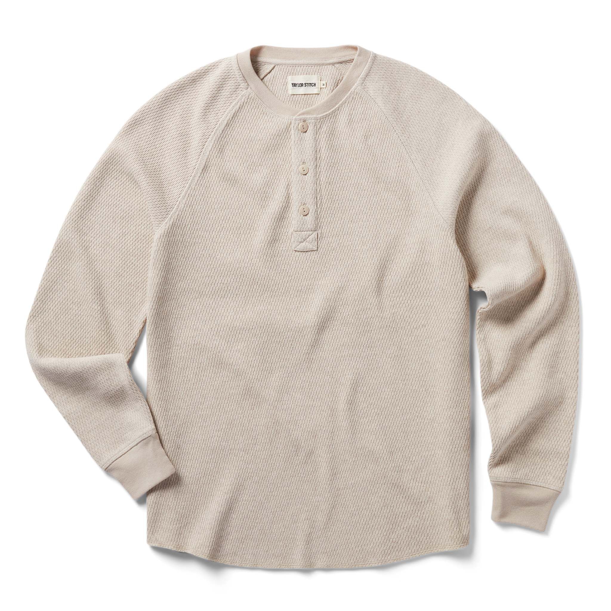 Rccuv Heavy Bag Waffle Henley in Oatmeal