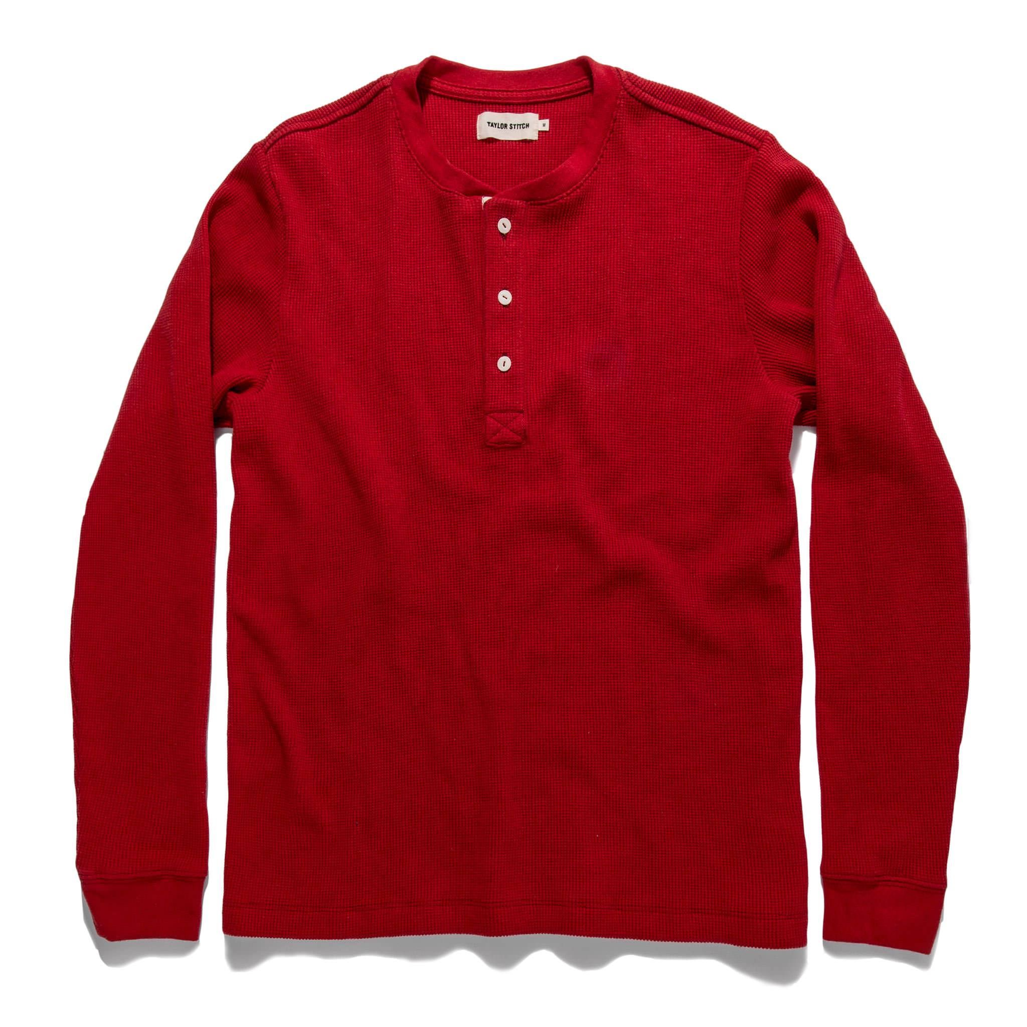 Rccuv Heavy Bag Waffle Henley in Cardinal