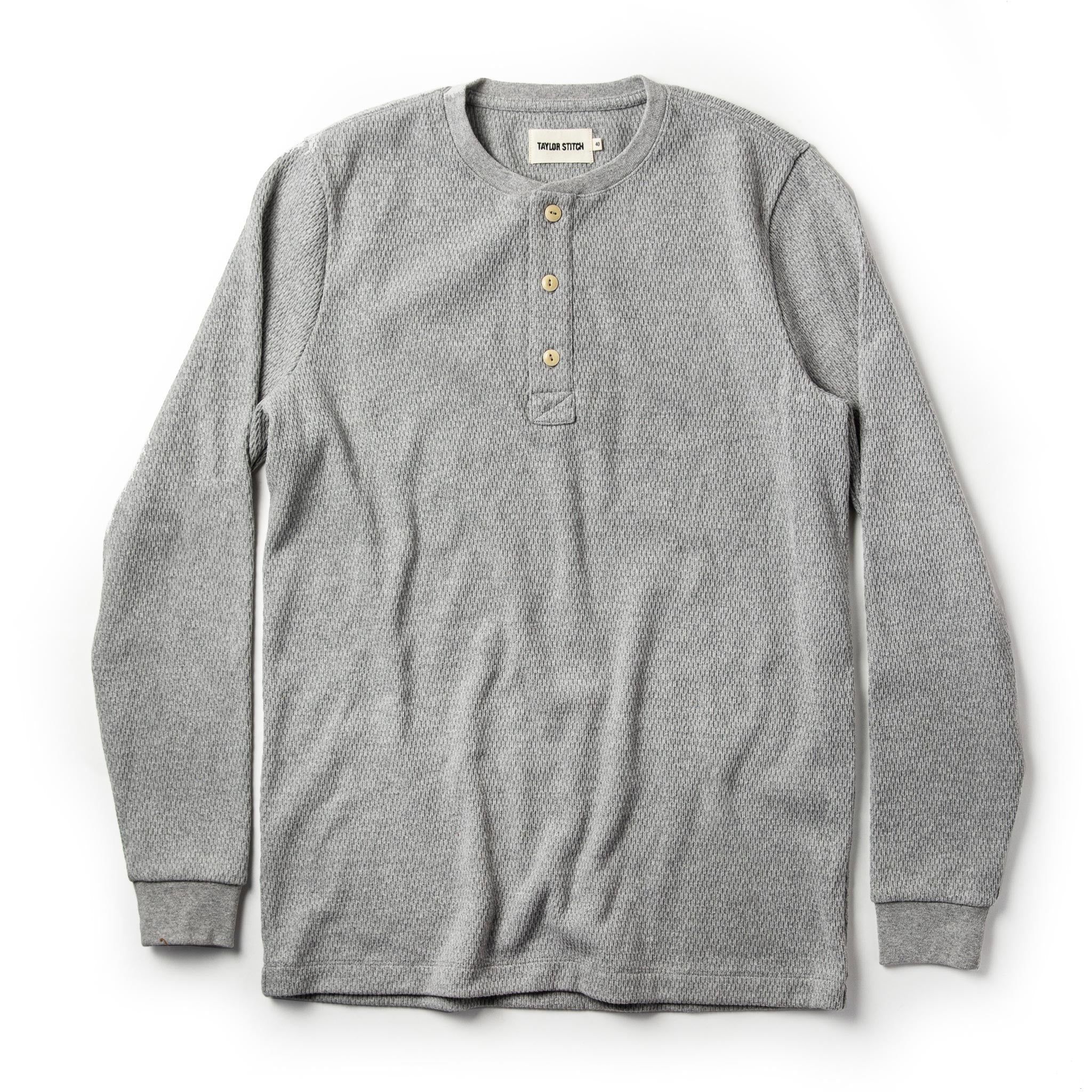 Rccuv Heavy Bag Waffle Henley in Ash