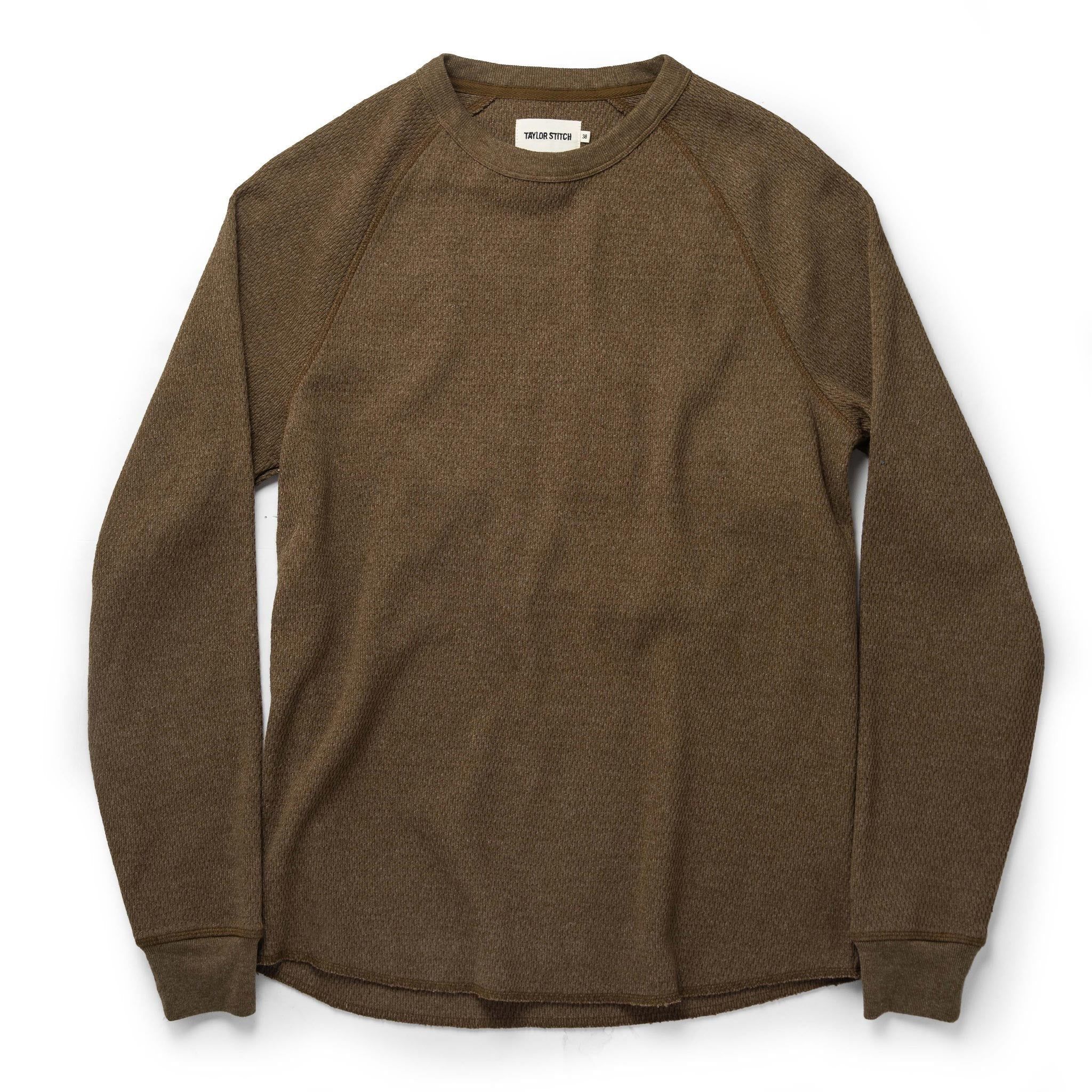 Rccuv Heavy Bag Waffle Crewneck in Olive