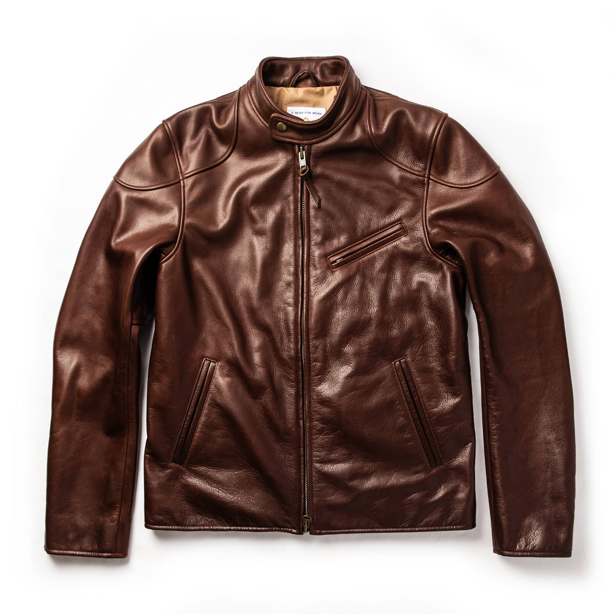 Rccuv Band Collar Moto Jacket in Espresso Steerhide