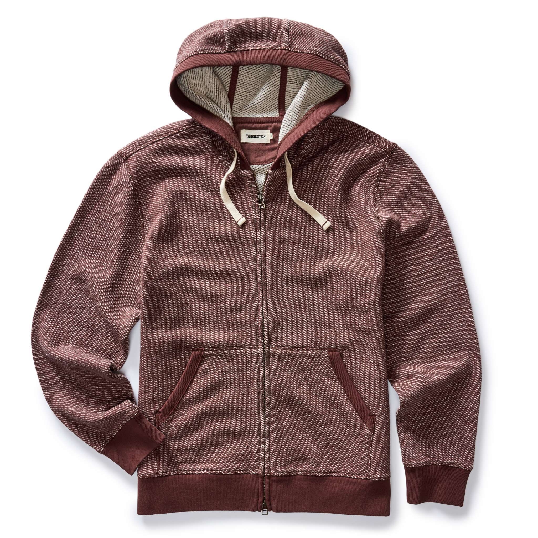 Rccuv Apres Zip Hoodie in Merlot French Terry Twill