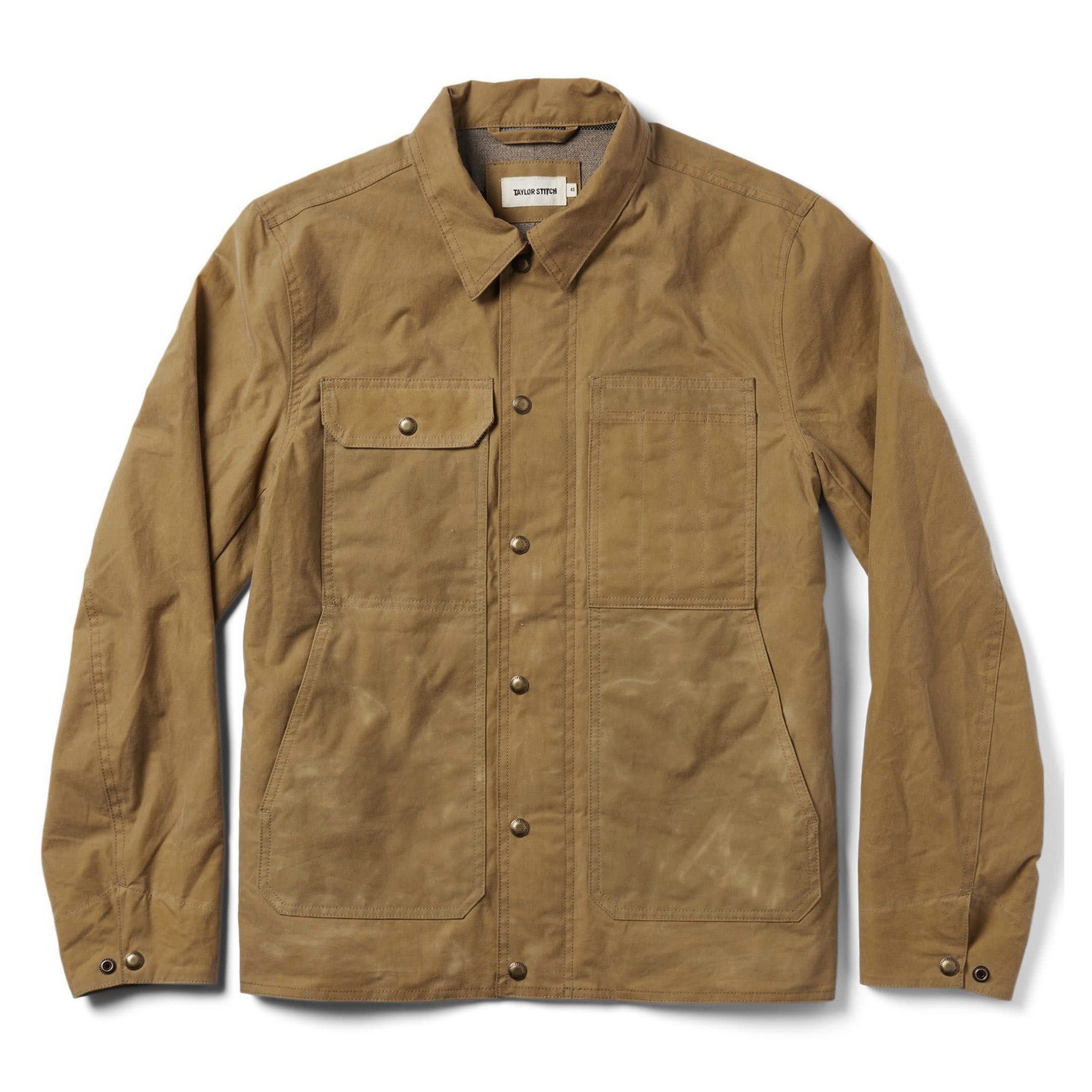 Rccuv Lined Longshore Jacket in Harvest Tan Waxed Canvas