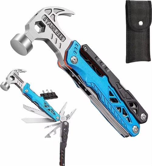 1PC Outdoor Camping Multifunctional Round Head Hammer Stainless Steel Folding Nail Pliers Emergency Vehicle Combination Tools