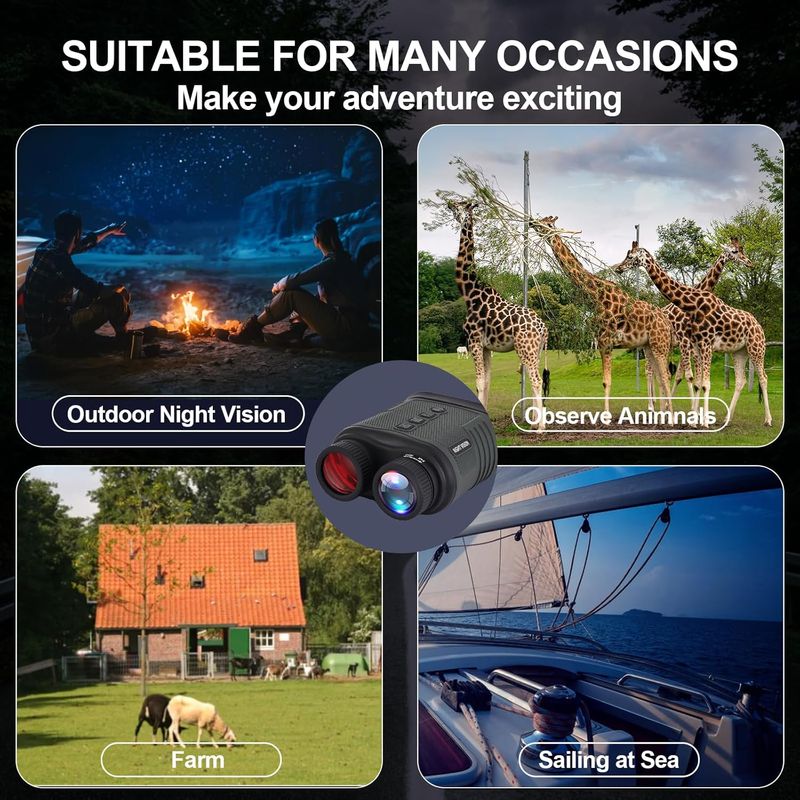 Night Vision Goggles, 4K Night Vision Binoculars, 2200mAH Rechargeable IR Night Vision, 8X Digital Zoom 3-inch HD Screen Binoculars for Outdoor Enthusiasts and Animal Watchersnight Vision Scope