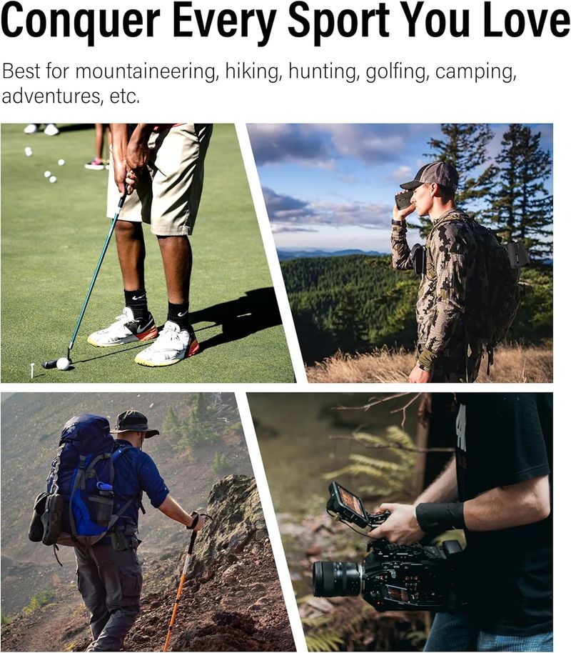 Rangefinder with Slope for Golf & Hunting, 1000 and 1300 Yards High-Precision Range Finder, 6X Magnification, Pin-Seeker & Flag-Lock & Vibration, Bow and Rifle Mode, Angle Compensation