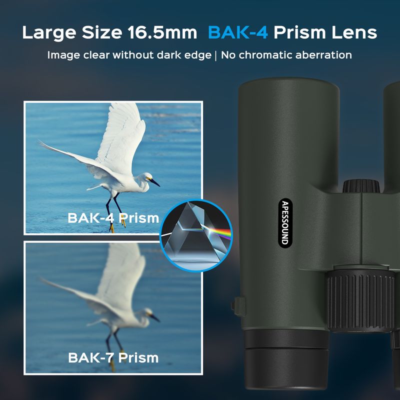 10x42 Binoculars - HD Optical System, Fully Multi-Coated Lens and BAK4 Prism, IPX7 Nitrogen-Filled Waterproof, Fogproof, Shockproof, Rubber Armoring, Tripod Adaptable, with Carrying Bag