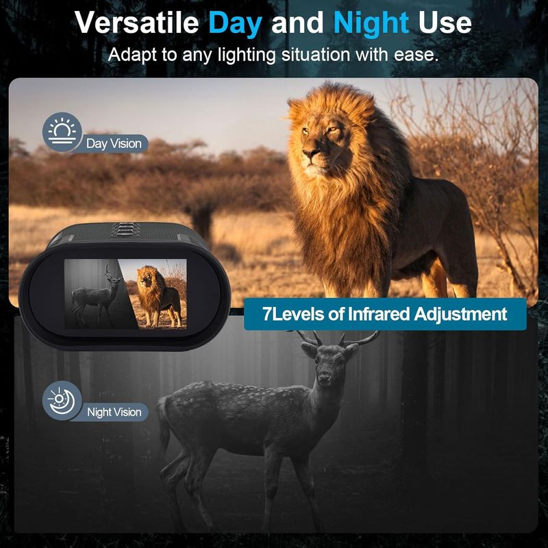 Night Vision Goggles, 4K Night Vision Binoculars, 2200mAH Rechargeable IR Night Vision, 8X Digital Zoom 3-inch HD Screen Binoculars for Outdoor Enthusiasts and Animal Watchersnight Vision Scope