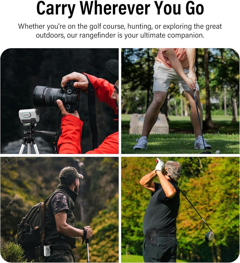 Rangefinder with Slope for Golf & Hunting, 1500 Yards High-Precision Range Finder, 6X Magnification, Pin-Seeker & Flag-Lock & Vibration, Bow and Rifle Mode, Angle Compensation