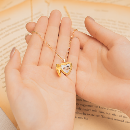 Personalised Heart Locket Necklace with Picture for Him | Her