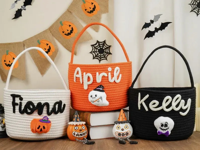 Personalized Halloween Treat Basket with Name – Custom Trick-or-Treat Candy Basket for Kids