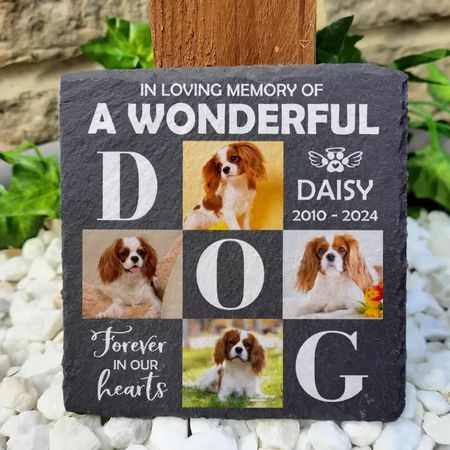 In Loving Memory Of A Wonderful Dog - Personalized Memorial Stone, Gift For Pet, Memorial Photo
