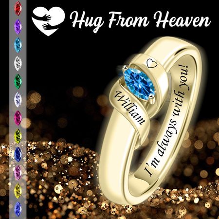 Personalized Birthstone Hug From Heaven Memorial Ring