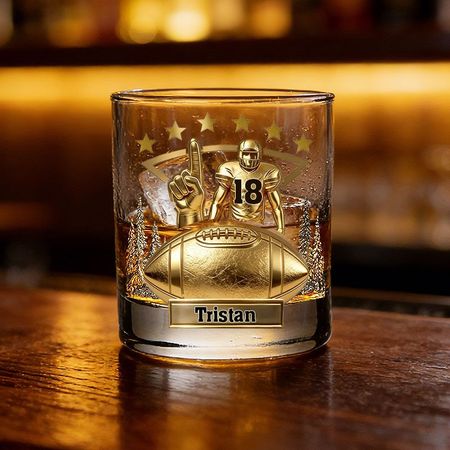 Personalized Rugby Player Whiskey Glass - Gift for Rugby Fan