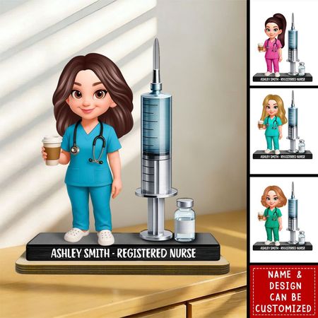 Proud Nurse - Personalized 2-Layered Wooden Plaque, Gift For Nurses