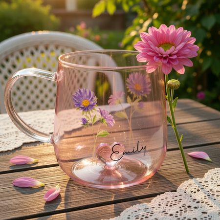 You Are The Most Beautiful Flower - Personalized Custom Pink Gradient Glass Mug