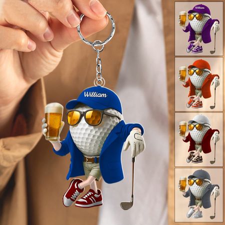 Personalized Beer Golf Keychain For Golf Lovers