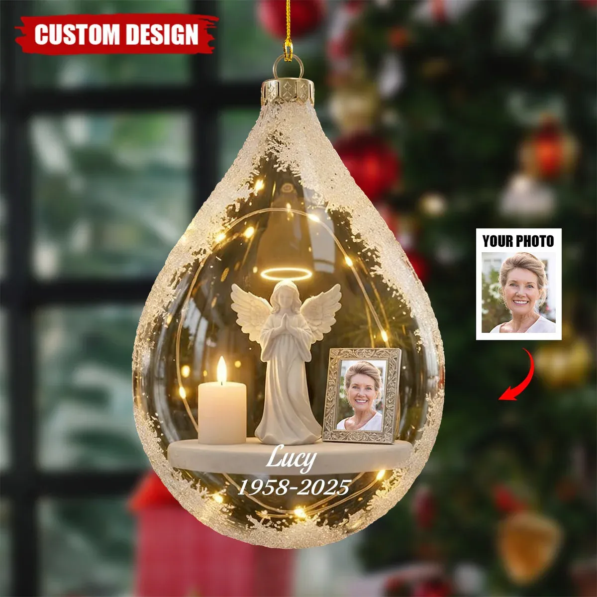 Personalized Angel&Candle Memorial Ornament – Memorial Gift