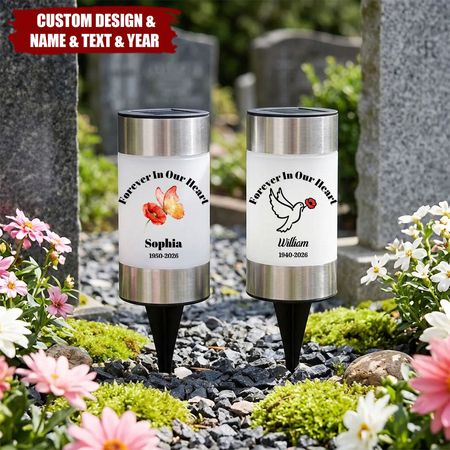 Personalized Exquisite Pigeon Butterfly Floral Solar Garden Light - Cemetery Garden Memorial Gift