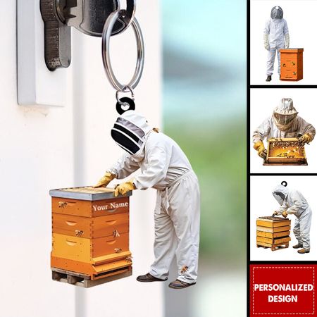 Personalized Beekeeper Keychain-Gift For Honeybee Keeper