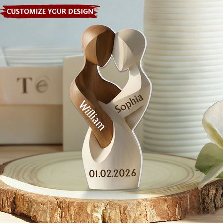 Elegant Hug Couple - Personalized Couple Plaque