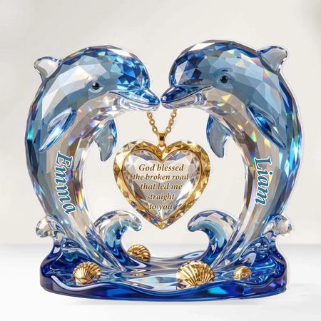 Crystal Dolphin Journey - Personalized Blessing Plaque | Anniversary Keepsake Gift