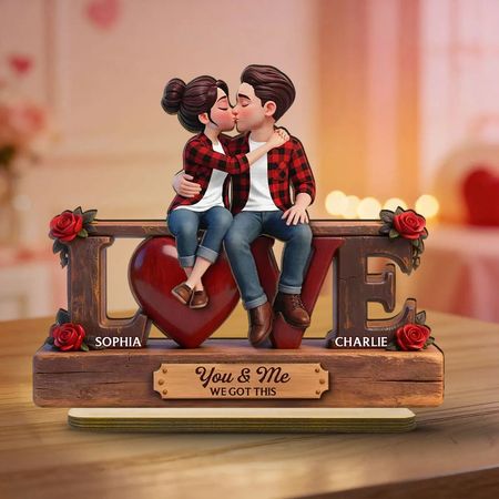 Wooden Plaque Personalized for Couples, You & Me We Got This Kissing Scene, Sweet Romantic Keepsake, Creative Gift