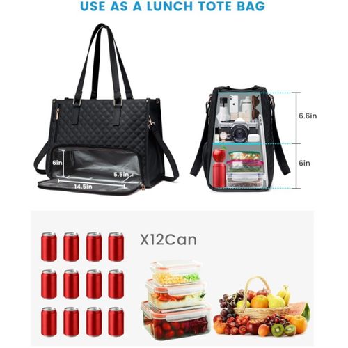 Cooler Bag Tote, Insulated for Lunch, Fits 15.6 Laptop