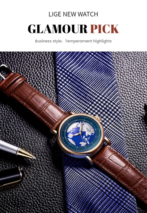 World Map Waterproof Quartz Watch