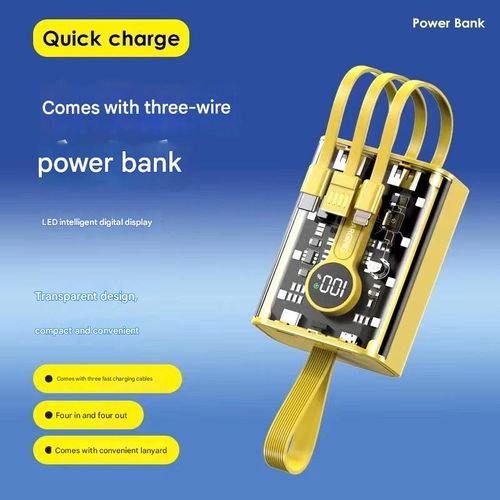 Mini power bank with built-in cable 10000 mAh