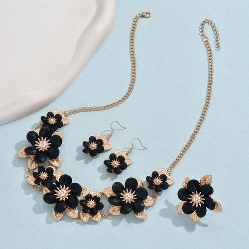 temu diamond-studded vintage alloy three-piece accessory set